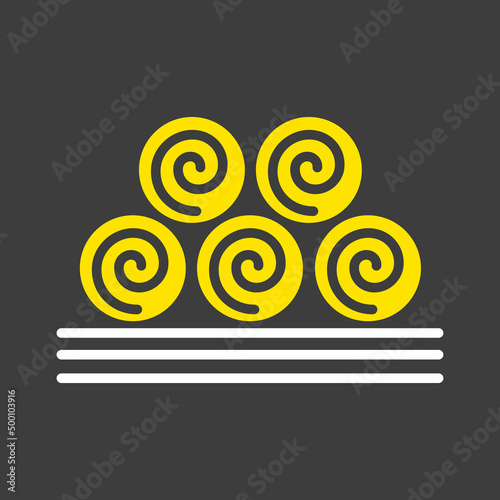 Round hay bales vector glyph icon