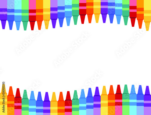 2 rows of a colorful crayons that have the rainbow colors
