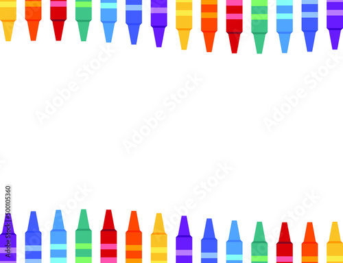2 rows of a colorful crayons that have the rainbow colors