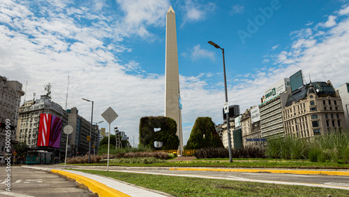 symbol of the city of buenos aires and the obelisk in the background photo