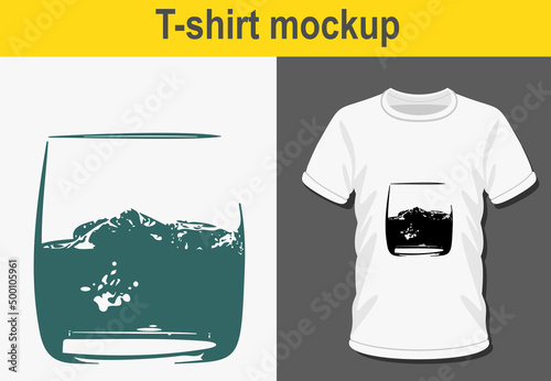 Graphic t-shirt design,Whiskey Glass Hand Drawn Drink ,vector illustration for t-shirt.