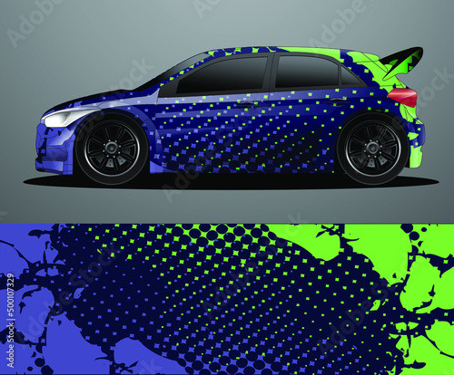 Rally car decal graphic wrap vector, abstract background