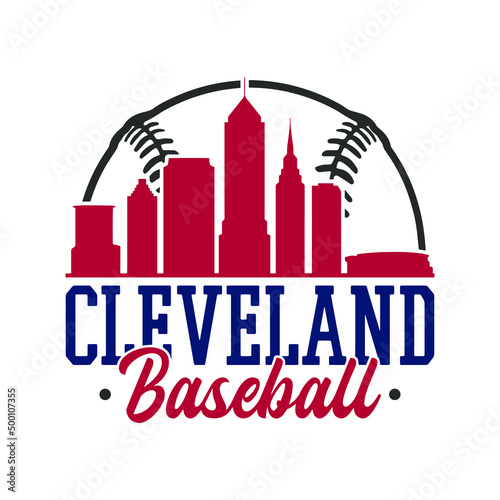 Canvas Print Cleveland, OH, USA Baseball Skyline City Silhouette Vector