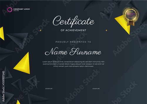 premium golden black certificate template design