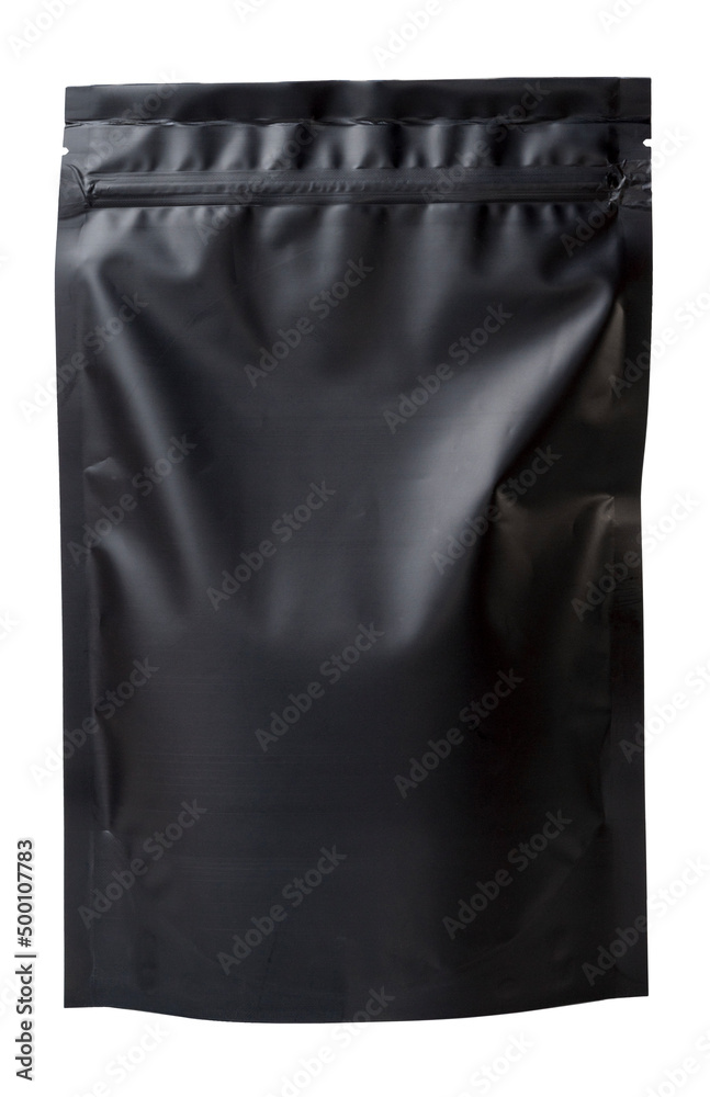 Empty black packaging bag isolated on white background. Empty black packaging bag isolated on white background.