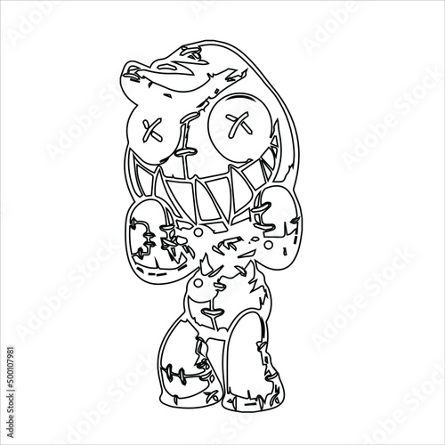 Horror coloring page , horror creepy kawaii Vector cartoon voodoo doll ,pastel goth | pastel vector designs