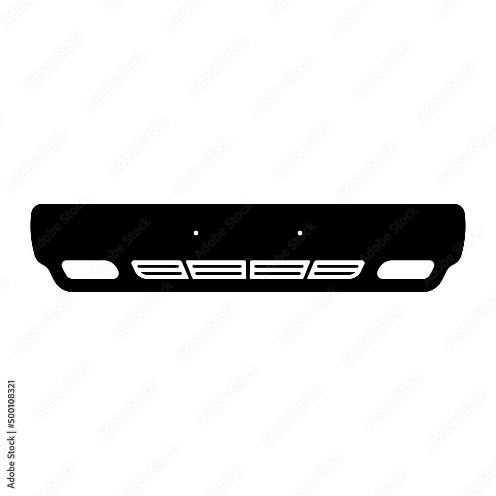 Car bumper icon. Black silhouette. Front view. Vector simple flat graphic illustration. Isolated object on a white background. Isolate. Car bumper icon. Black silhouette. Front view. Vector simple flat graphic illustration. Isolated object on a white background. Isolate.