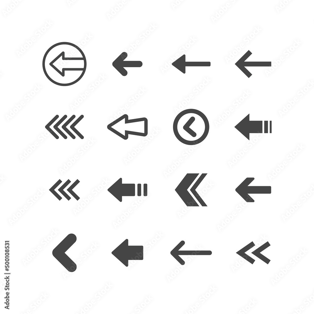 Arrow icons set. Vector pictogram arrows collection.