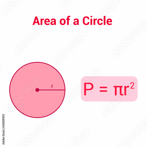 area of the circle on white background