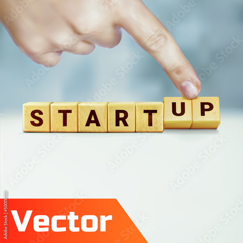 STARTUP - wooden cube blocks with word. Startup concept