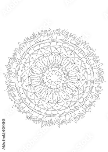 Hand-drawn mandala coloring picture