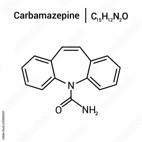 chemical structure of Carbamazepine (C15H12N2O)