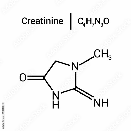 chemical structure of Creatinine (C4H7N3O)
