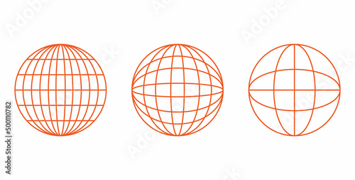 Three earth globe line icon vector illustration