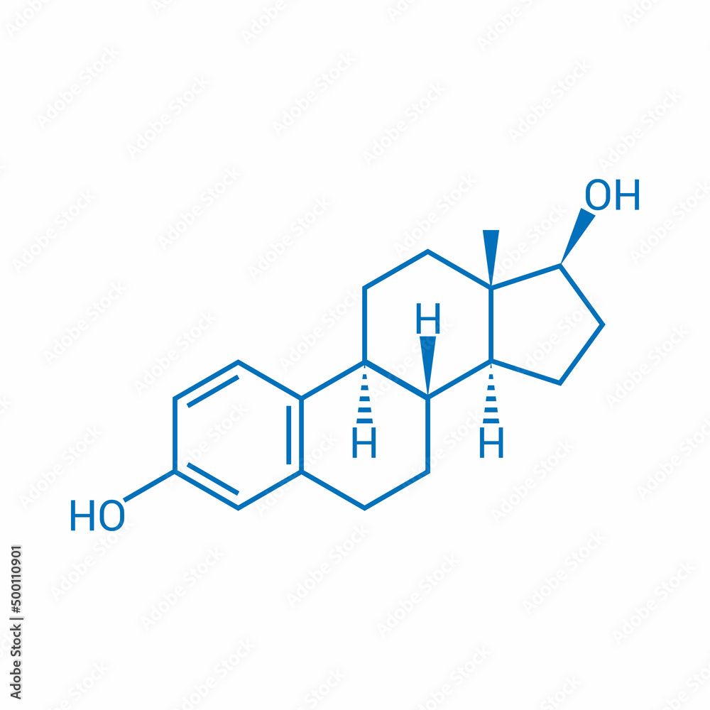 chemical structure of Estradiol (C18H24O2)