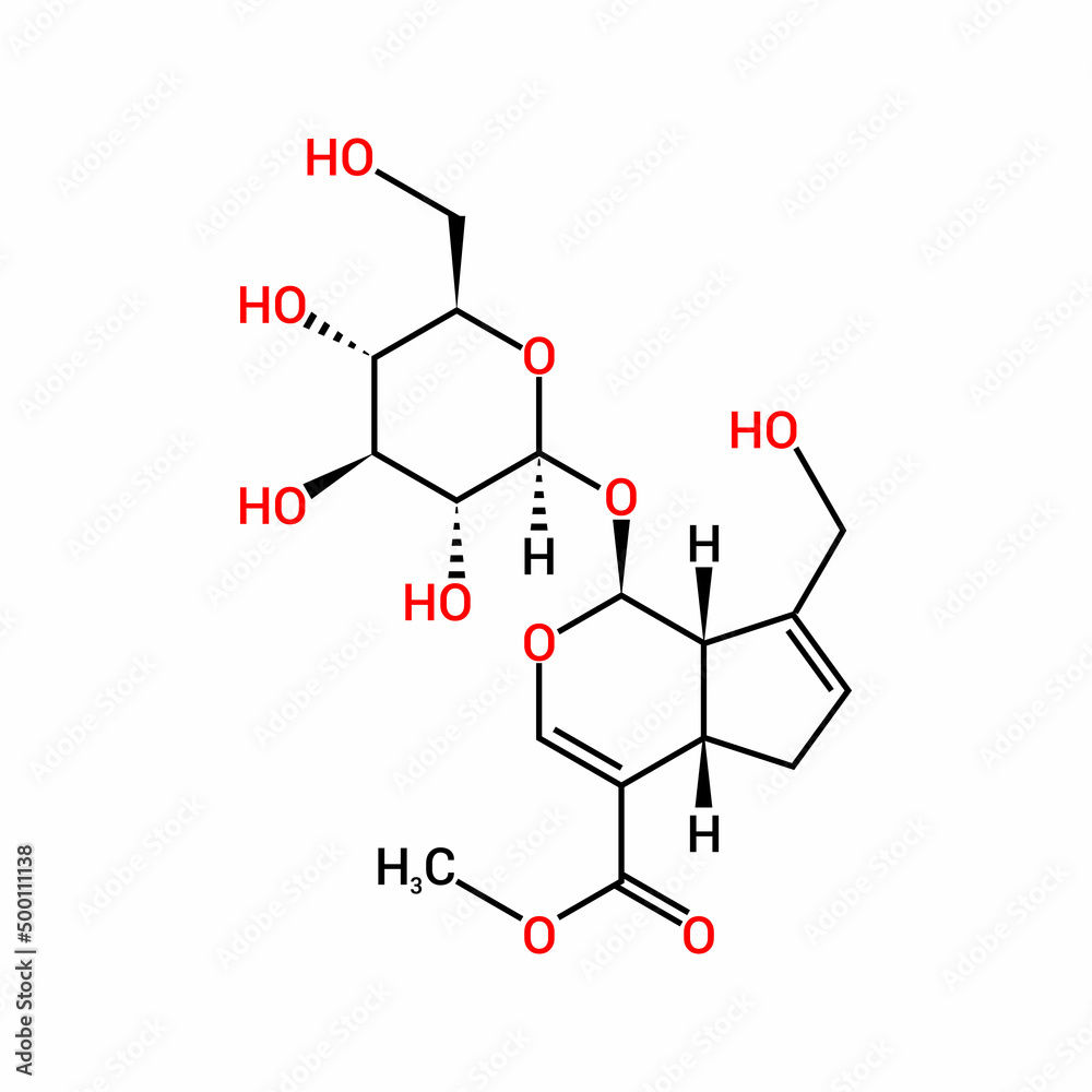 chemical structure of Geniposide (C17H24O10) chemical structure of Geniposide (C17H24O10)