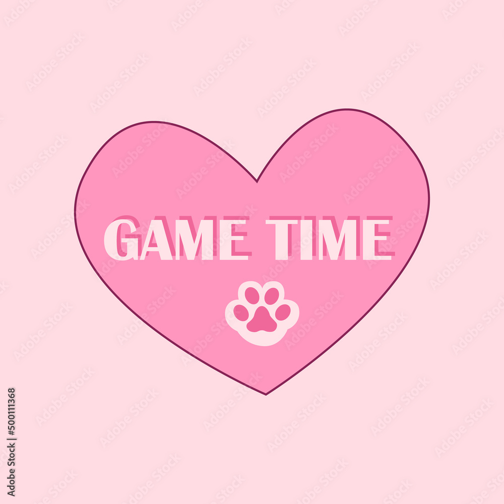 Isolated heart-shaped sign Game Time. Gaming concept vector illustration.