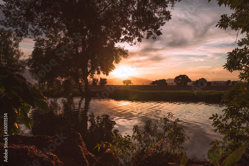 Inspiring sunset by the river