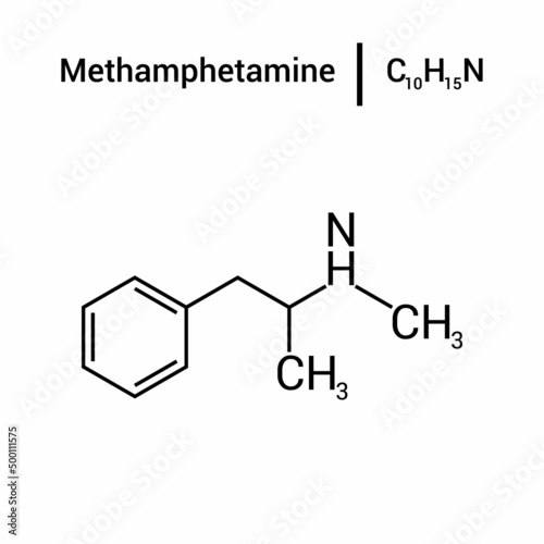 chemical structure of methamphetamine (C10H15N)