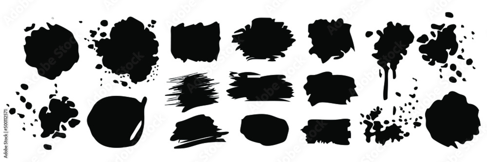 Set of different blotch shapes. Random abstract liquid shapes, round abstract organic elements. Pebble, drops and blobs silhouettes. Simple rounded shapes. Vector illustration Set of different blotch shapes. Random abstract liquid shapes, round abstract organic elements. Pebble, drops and blobs silhouettes. Simple rounded shapes. Vector illustration