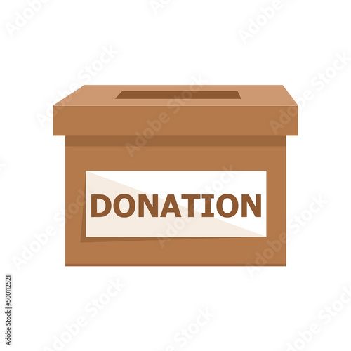 Donation box. Charity to the poor and needy people. Vector illustration isolated on white background.