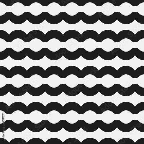 Wavy black and white stripes, decor and abstract simple and primitive textile pattern.