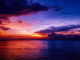 Sunset over the sea, Beautiful  cloudy sky