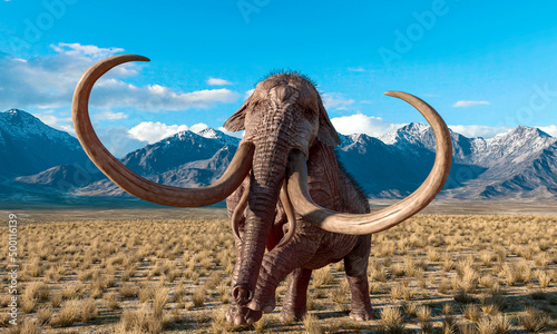 mammoth is ready to attack in plains and mountains