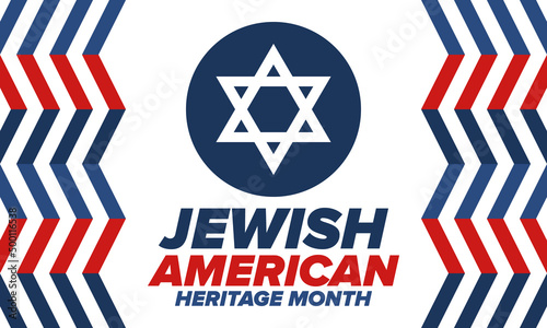 Jewish American Heritage Month. Celebrated annual in May. Jewish American contribution to the history United States. Star of David. Israel symbol. Poster, card, banner and background. Vector