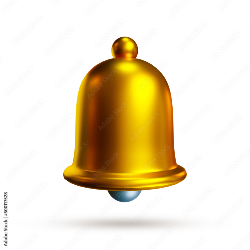 Golden bell 3d render isolated on white background Golden bell 3d render isolated on white background