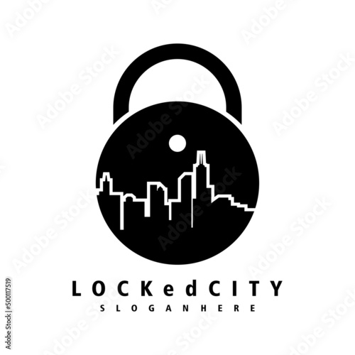 locked city design logo icon vector