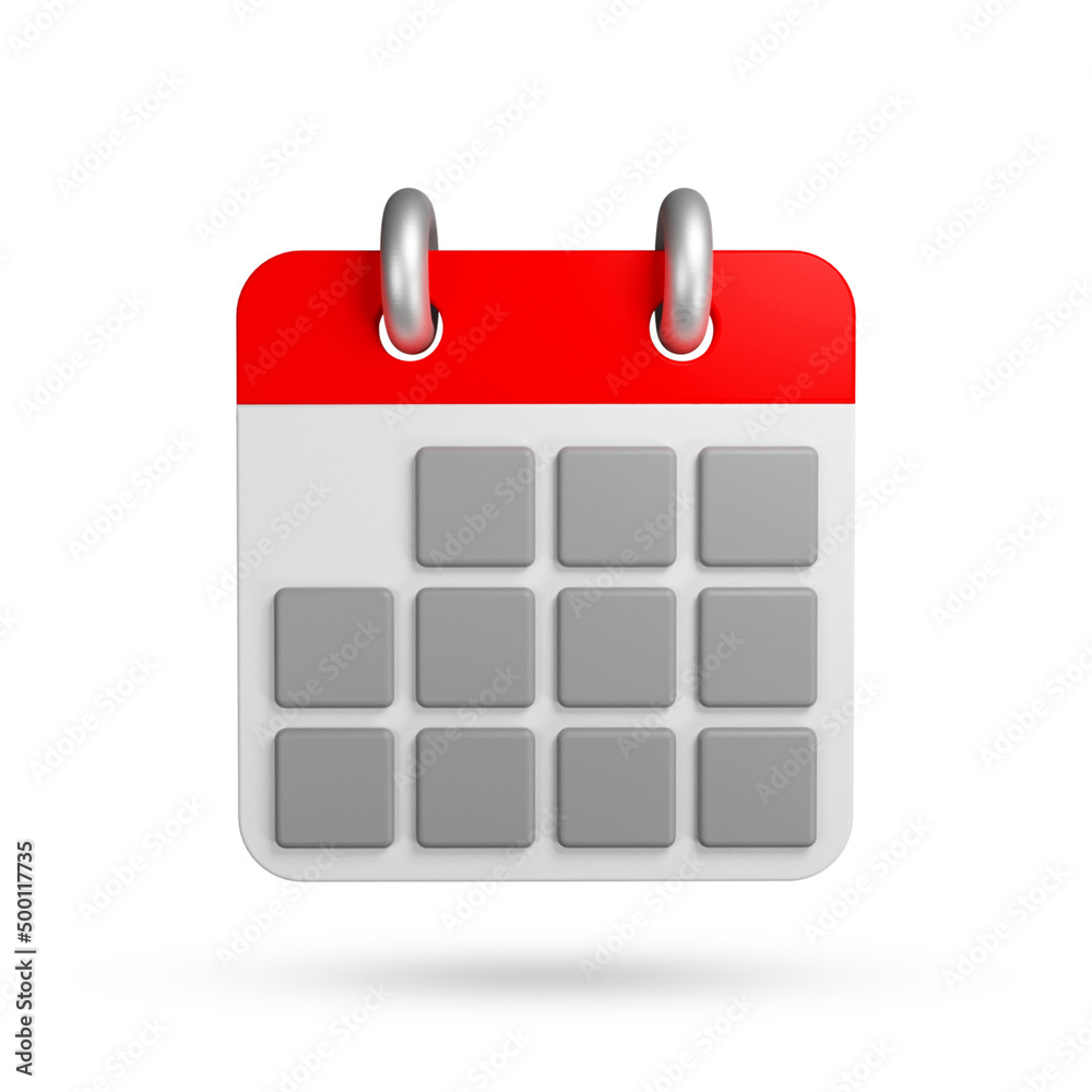 Calendar 3d render isolated on white background Calendar 3d render isolated on white background