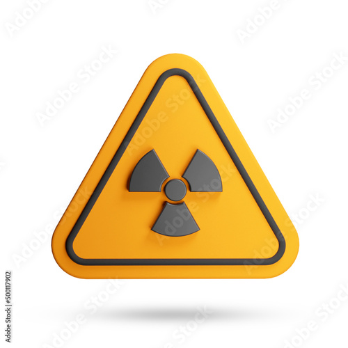 Yellow triangle warning sign 3d render isolated on white background