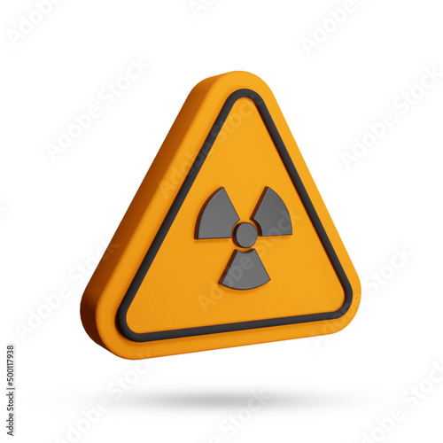 Yellow triangle warning sign 3d render isolated on white background