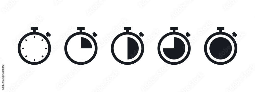 Countdown timer and stopwatch symbol flat vector illustration. - obrazy, fototapety, plakaty 