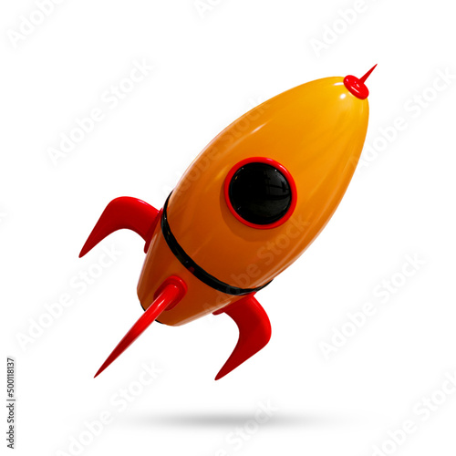 Rocket 3d render isolated on white background