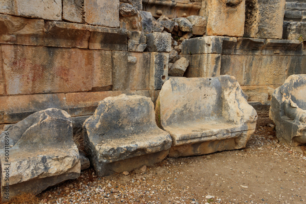 Ruins of ancient Greek-Roman theatre of Myra in Demre, Antalya province in Turkey Ruins of ancient Greek-Roman theatre of Myra in Demre, Antalya province in Turkey
