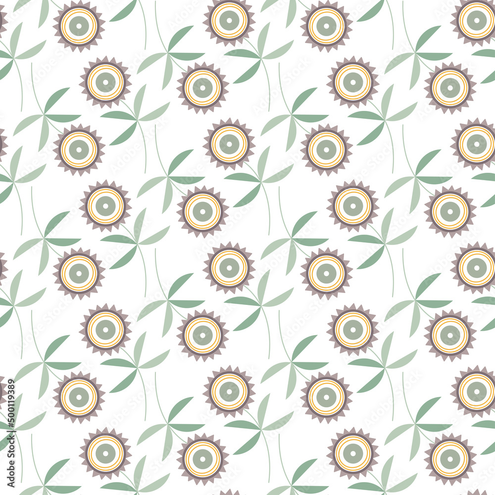 Seamless vector pattern with a minimalistic floral pattern of flowers in Ditsy style on a white background. Stylish template for trendy prints.