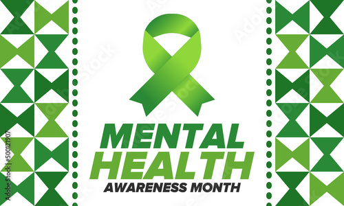 Mental Health Awareness Month in May. Annual campaign in United States. Raising awareness of mental health. Control and protection. Prevention campaign. Medical health care design. Vector illustration