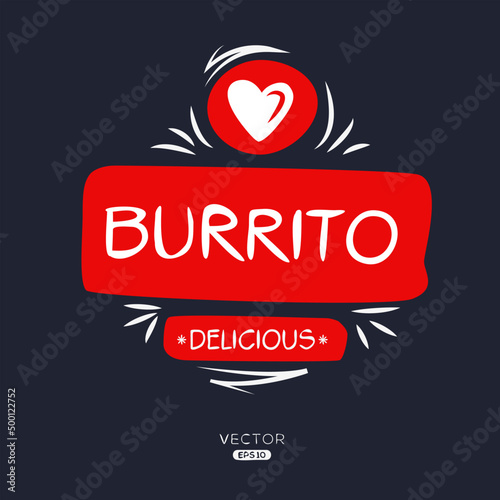 Creative (Burrito) logo, Burrito sticker, vector illustration.