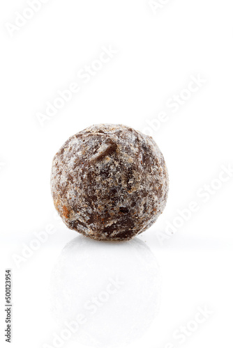 Chocolate candy truffle isolated on a white background. Full depth of field. Close-up.