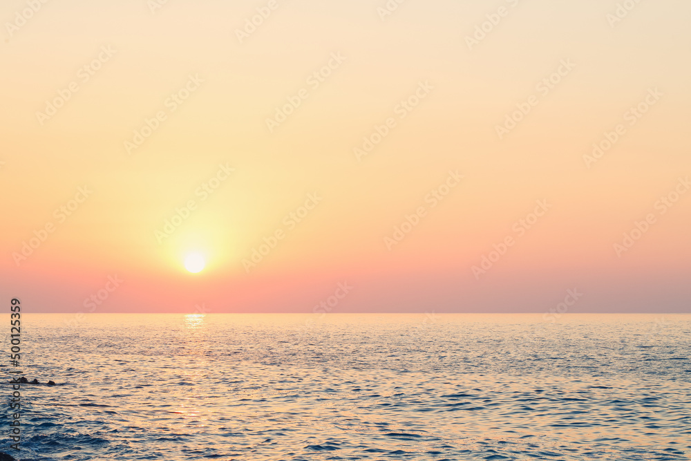 Beautiful sunset ocean horizon landscape. sunset horizon sea view. Sea sunset view. Selective focus