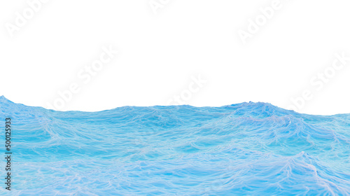 Ocean horizon isolated on a white background. Sea landscape, 3d render. Realistic sea waves, illustration