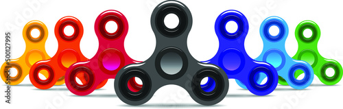 Group of colorful spinners or a fidget spinners
