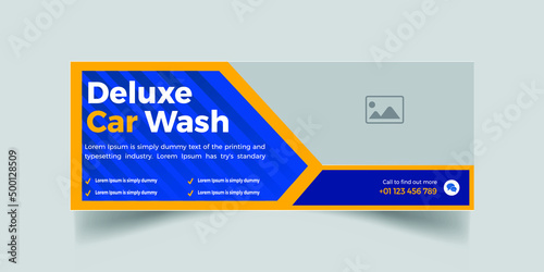 Deluxe Car Wash Facebook Cover and Web Banner Car Wash Service Template Design