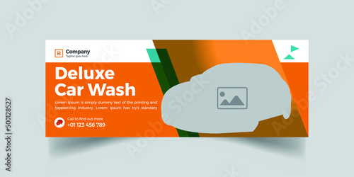 Deluxe Car Wash Facebook Cover and Web Banner Car Wash Service Template Design