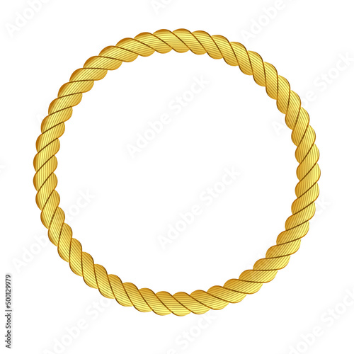 Gold rope of realistic nautical twisted rope knots, loops for decoration and covering isolated on transparent background. Retro vintage art design