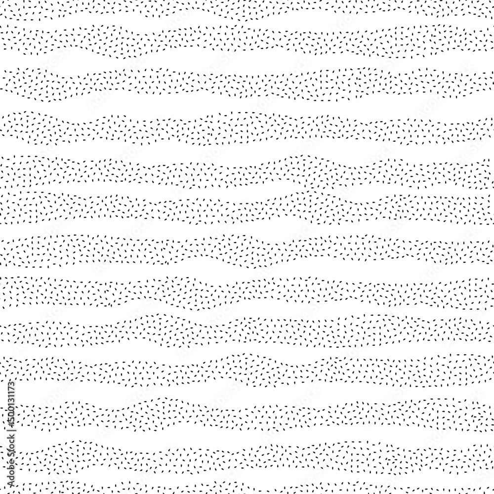 Vector seamless pattern with seeds in wavy lines shapes. Monochrome minimalistic repeatable background.