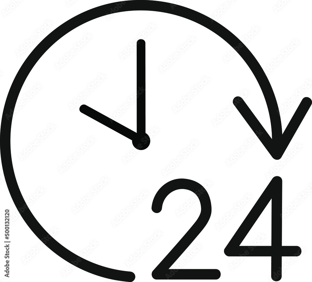 Vector icon of opening hors; Editable illustration of round the clock work - 24/7 Vector icon of opening hors; Editable illustration of round the clock work - 24/7