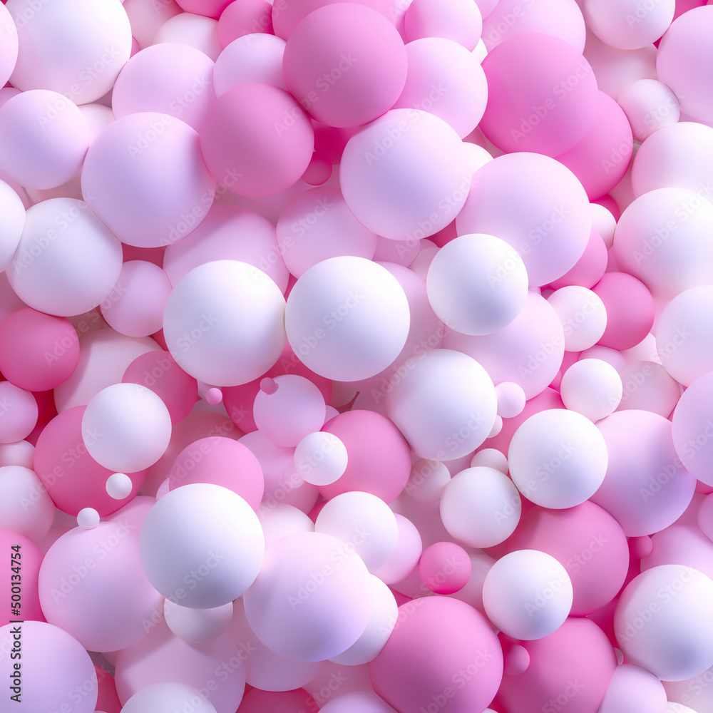 3D render Abstract circle background, combination of harmonious circles in pastel tones.